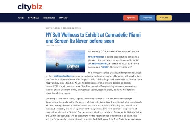 MY Self Wellness to Exhibit at Cannadelic Miami and Screen Its Never-before-seen