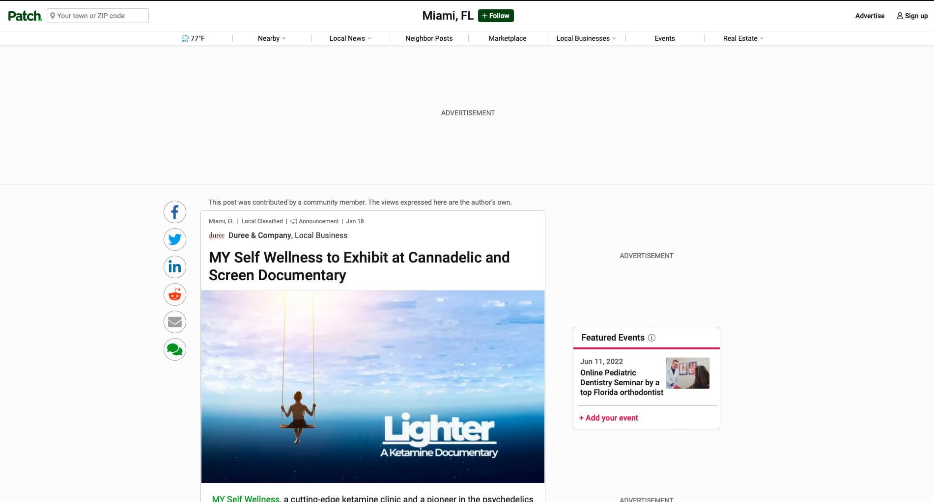 MY Self Wellness to Exhibit at Cannadelic and Screen Its Never-before-seen Documentary “Lighter: A Ketamine Experience”