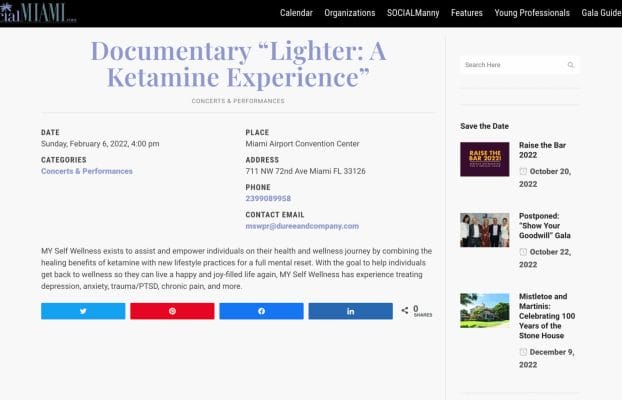 Documentary “Lighter: A Ketamine Experience”