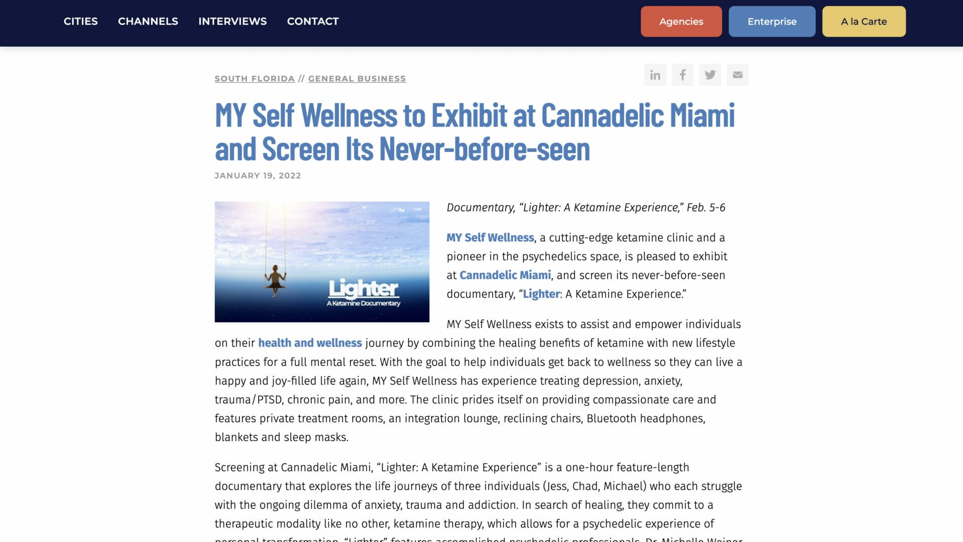 MY Self Wellness to Exhibit at Cannadelic Miami and Screen Its Never-before-seen