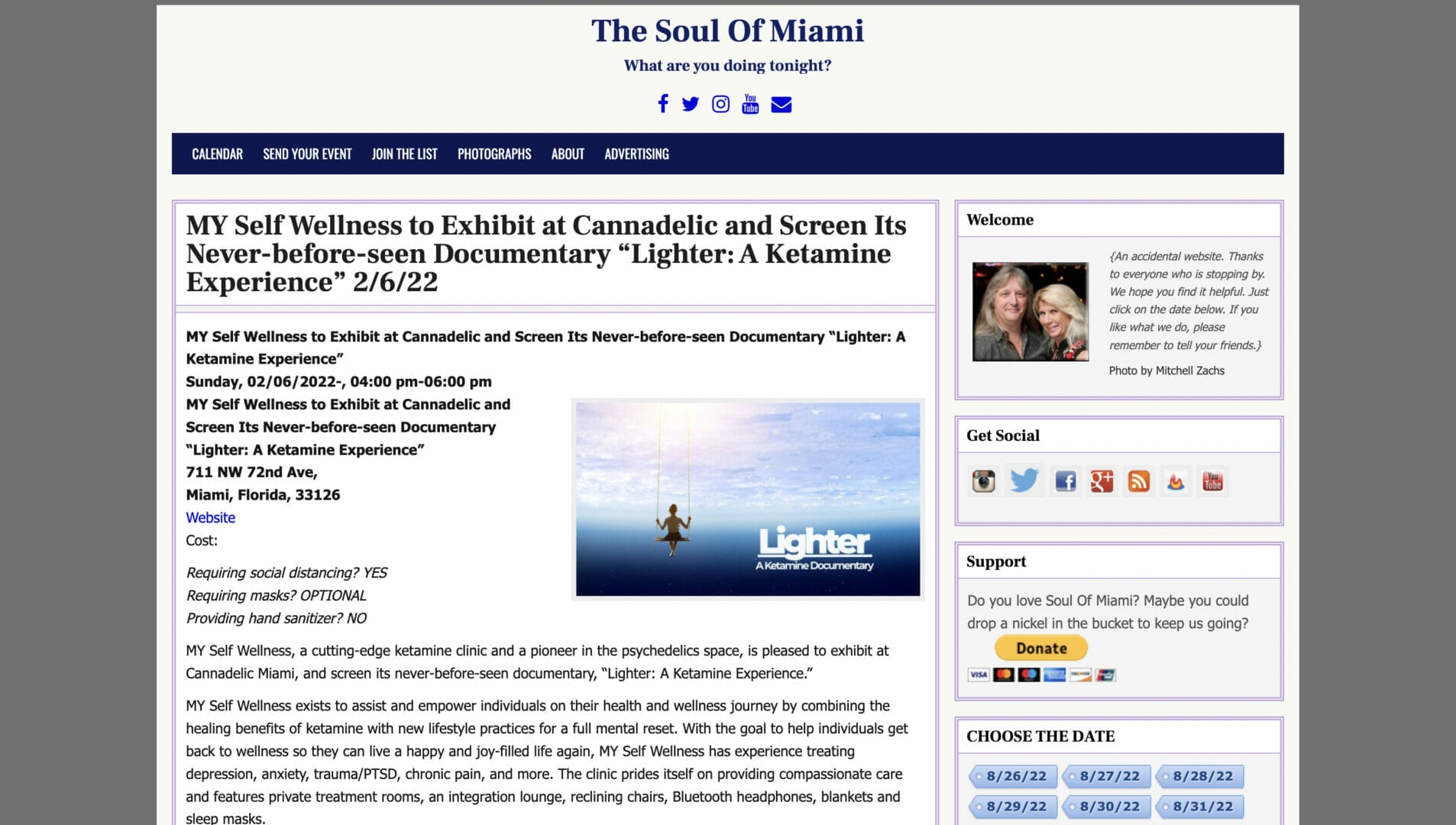 MY Self Wellness to Exhibit at Cannadelic and Screen Its Never-before-seen Documentary “Lighter: A Ketamine Experience” 2/6/22
