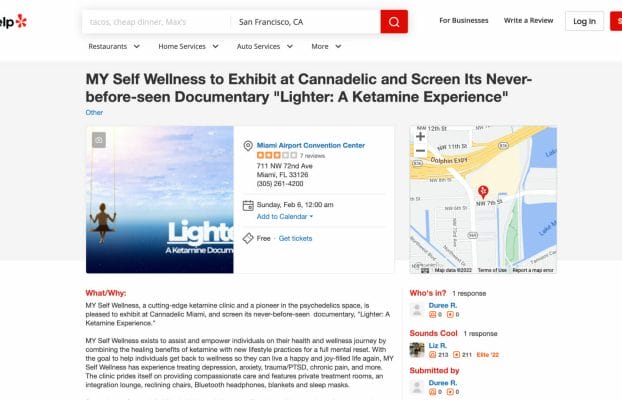 MY Self Wellness to Exhibit at Cannadelic and Screen Its Never-before-seen Documentary “Lighter: A Ketamine Experience”